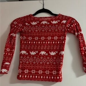 Cat & Jack Red Polar Bear Fair Isle Long Sleeve Tee